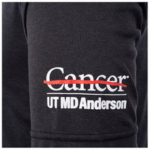 Closeup of white UT MD Anderson logo.