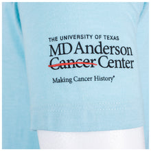 Close-up of full black MD Anderson logo on the sleeve.