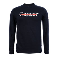 Black long sleeve shirt featuring the white cancer strikethrough logo.