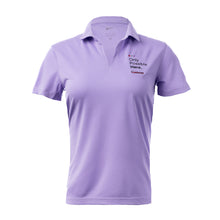 Lavender Nike polo featuring the tagline "Only Possible Here" and the black cancer strikethrough logo on the top left chest area.