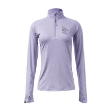 Lavender 1/4 zip sweater featuring the tagline "Only Possible Here" and the black cancer strikethrough logo on the top left chest area.