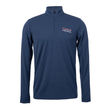 Blue North Face 1/4 zip pullover featuring the full white UT MD Anderson logo on the left chest.