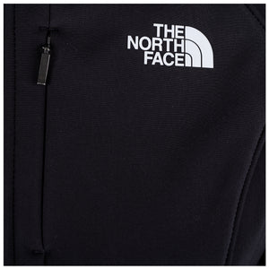 Closeup of zipper pocket and white North Face logo.