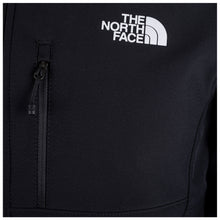 Closeup of zipper pocket and white North Face logo.