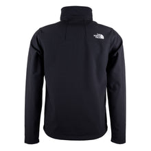 Back of black North Face jacket featuring the white North Face logo on the top right shoulder-back area.