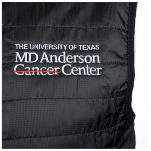 Closeup of full white MD Anderson logo.