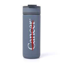 Slate gray ASOBU tumbler featuring the white cancer strikethrough logo.