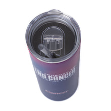Top view of tumbler showcasing the plastic straw and lid.