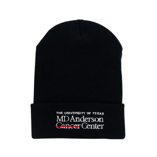 Black beanie with white MD Anderson logo.