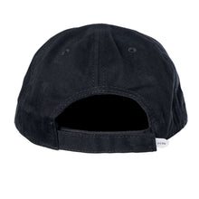 Back of black cap featuring the Velcro strap.