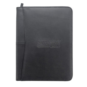 Black Pedova padfolio engraved with the MD Anderson logo.