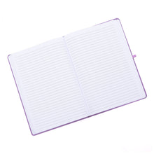 Open view of lined-page journal.