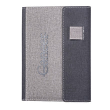 Heather gray hardcover journal featuring the cancer strikethrough logo.