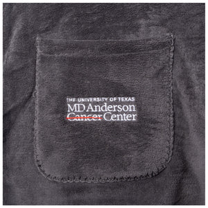 Closeup of the full white MD Anderson logo.