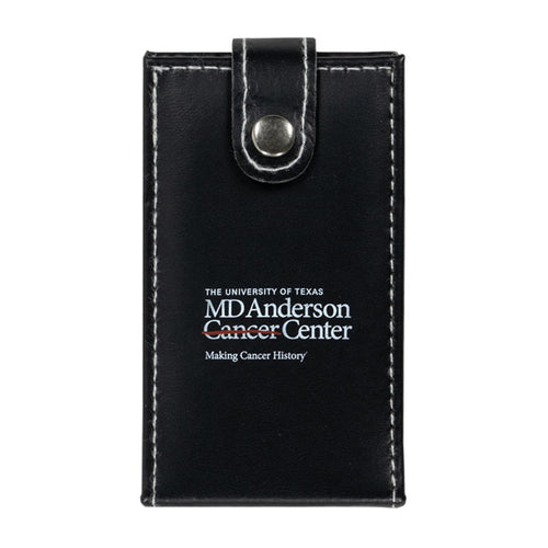 Black manicure set holder with white MD Anderson logo displayed on the front.