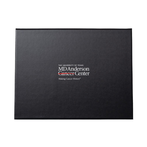 Black certificate cover featuring the full white MD Anderson logo in the middle.