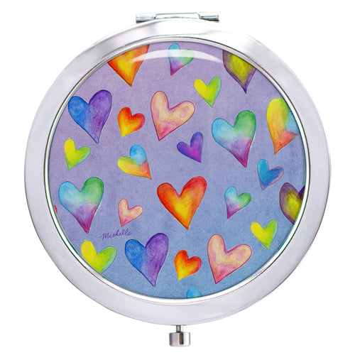 Gradient Hearts Mirror Compact