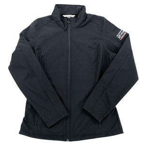 Black soft-shell jacket featuring the white MD Anderson logo on the sleeve.
