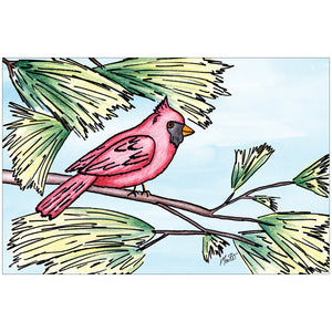 Cardinal In The Tree 10 count - Children's Art Project