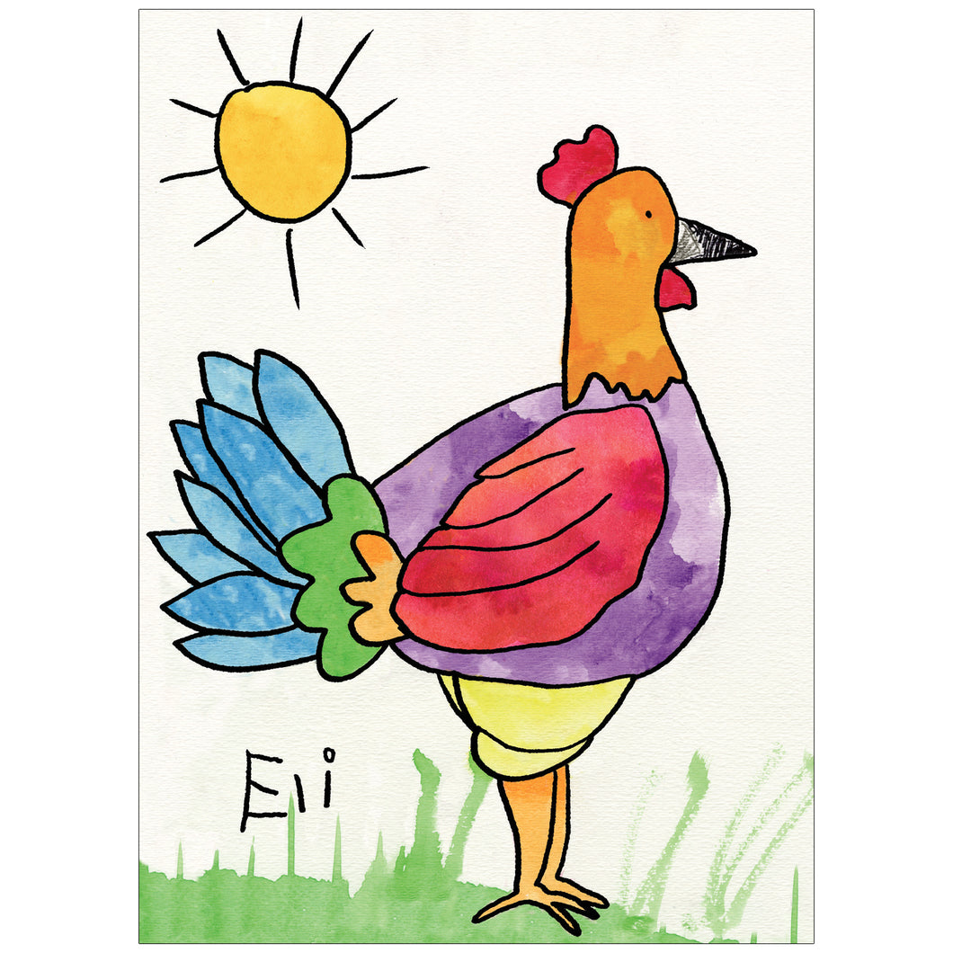 Rainbow Chicken Cards 10 Pack - Children's Art Project