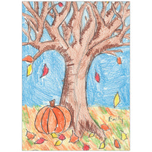 Autumn Tree and Pumpkin - Children's Art Project