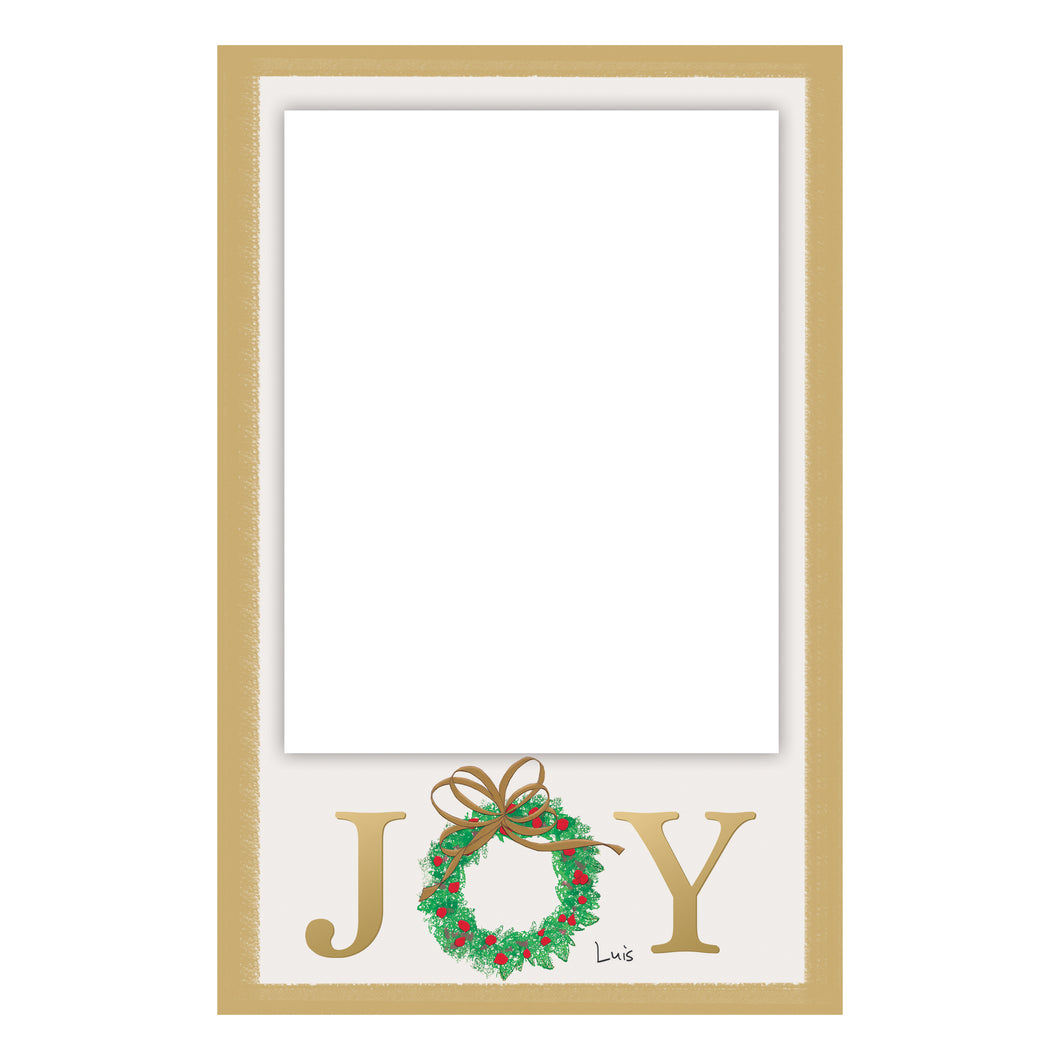 Personalized Joy Wreath Vertical Photo Card