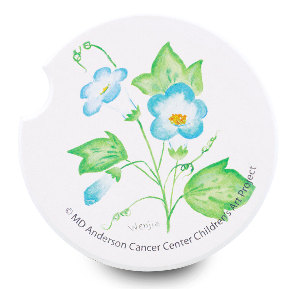 Blue Blossoms Car Coaster - Children's Art Project