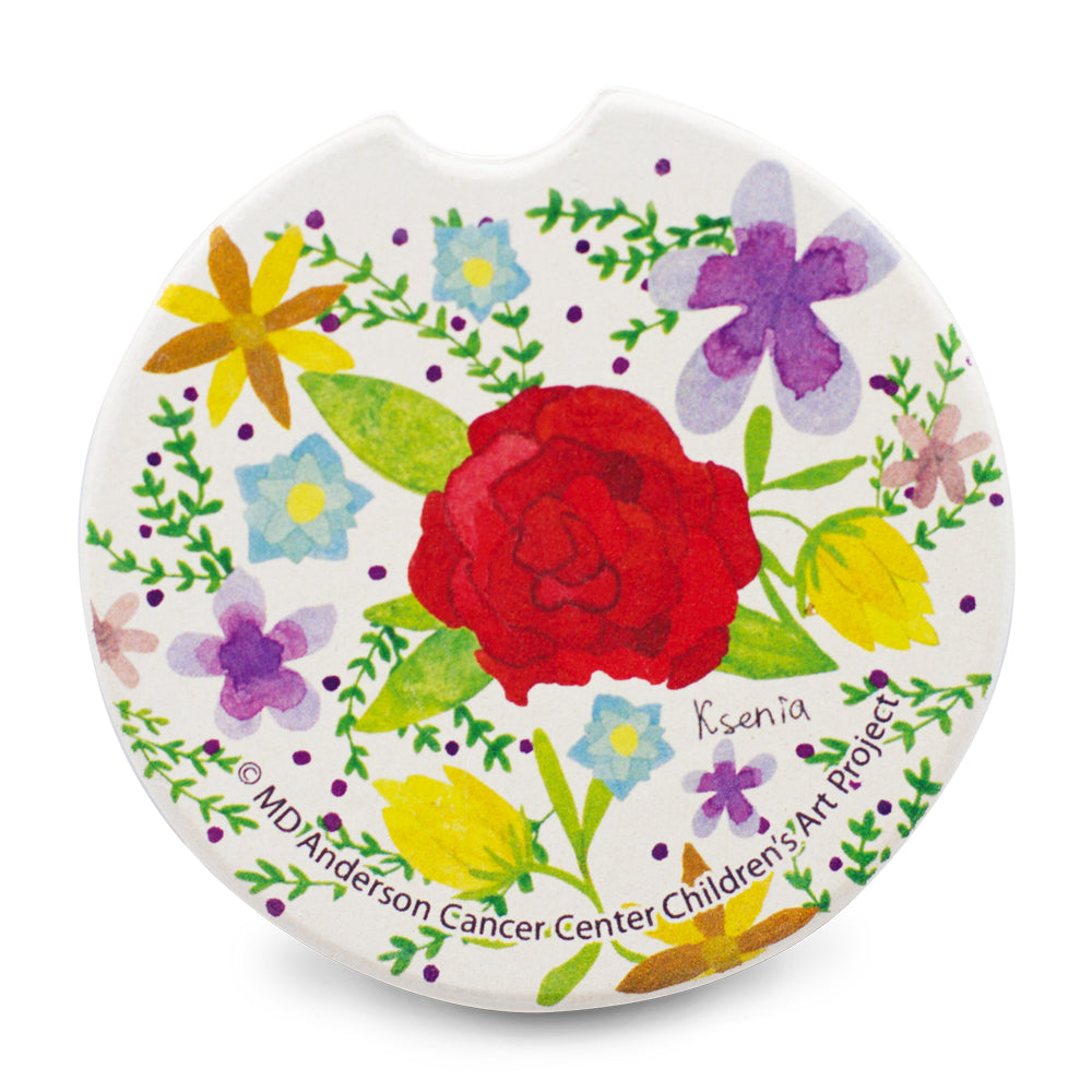 Spring Flowers Car Coaster - Children's Art Project