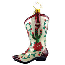 Poinsettia Cactus Boot Radko Ornament